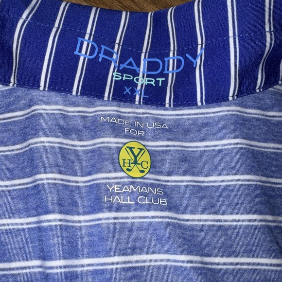 Yeaman's Hall Club B Draddy Sport Golf Shirt Blue Stripe XXLarge Top 100 Courses - Picture 3 of 7